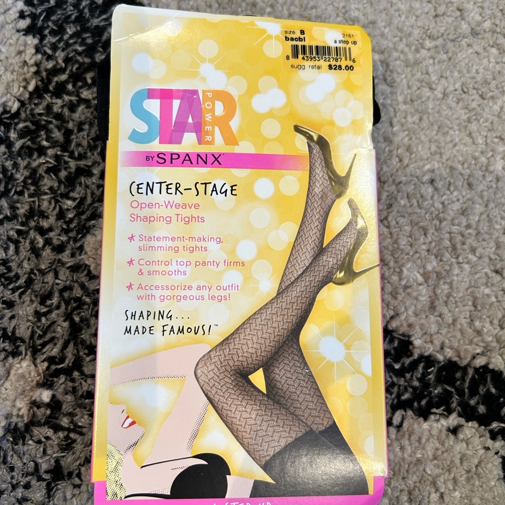 SPANX Black and White Patterned Shaping Tights